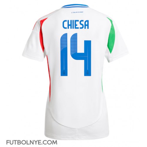 Camiseta Italia Federico Chiesa #14 Visitante Equipación para mujer Eurocopa 2024 manga corta